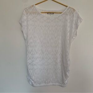Cato White Sheer Short Sleeve Top Large